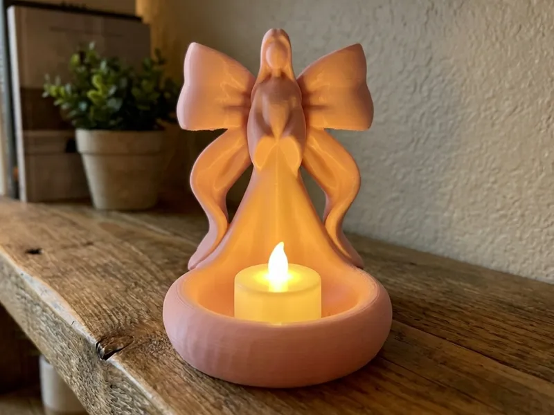 Melek Figürlü Mum Lambası (LED Uyumlu)